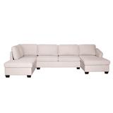 Large U-shape Sectional Sofa, Double Extra Wide Polyester Chaise Lounge Couch