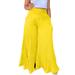 Palazzo Pants for Women Wide Leg High Waist Loose Fit Trousers Casual Flowy Ruffle Dress Pants with Pockets (Medium Yellow)