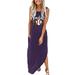 B91xZ Sun Dresses for Women 2023 Summer Dress for Women Baseball Mom Gift Tshirt Dresses Graphic Printed Casual Maxi Dress Plus Size Summer Dresses Purple XL