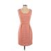 Casual Dress - Sheath Scoop Neck Sleeveless: Orange Print Dresses - Women's Size X-Small