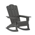 Flash Furniture Halifax Adirondack Rocking Chair with Cup Holder Weather Resistant HDPE Adirondack Rocking Chair in Gray Set of 2