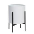 Raya White Mid-Century Modern Metal Planter with 4-Leg Metal Base