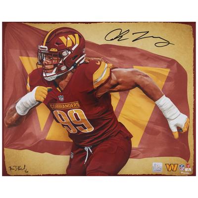 "Chase Young Washington Commanders Autographed 16"" x 20"" Photo Print - Designed and Signed by Artist Brian Konnick Limited Edition #1 of 10"