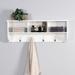 MOLES White Entryway Wall Mounted Coat Rack with 4 Dual Hooks Living Room Wooden Storage Shelf