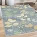 Floral Decorative Rug Cartoon Style Arrangement of Fresh Spring Foliage with Abstract Dotted Line Stalks Quality Carpet for Bedroom Dorm and Living Room 6 Sizes Blue Grey by Ambesonne