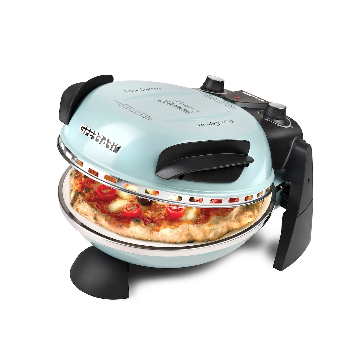 G3FERRARI Elektr. Pizzaofen G3 Ferrari Delizia Cool Blue G1000613, bis 400 Grad mit feuerfestem Pizzastein / Pizza, Fladen uvm. in 3 Minuten / 1200 Watt Image