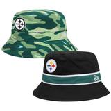 Men's New Era Black/Camo Pittsburgh Steelers Reversible Bucket Hat