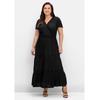 Maxikleid SHEEGO BY JOE BROWNS "Große Größen", Damen, Gr. 44, Normalgrößen, schwarz, Obermaterial: 100% Viskose (LENZING ECOVERO);Futter: 100% Baumwolle;Spitze: 100% Baumwolle, unifarben, feminin, figurumspielend lang, V-Ausschnitt, Kurzarm,...