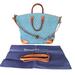 Dooney & Bourke Bags | Dooney & Bourke Large Gretta Satchel Denim Blue Logo Fabric Leather Trim 17" W | Color: Blue/Brown | Size: 17" W X 12" H X 7" D