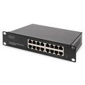 DIGITUS Gigabit Ethernet Netzwerk-Switch - 10 Zoll - 16 Ports - Unmanaged - Backplane 32 Gbps - Auto MDI/MDI-X - Schwarz