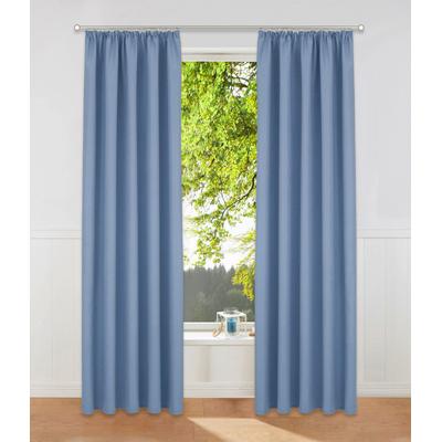 Vorhang MY HOME "Parry" Gr. 2, blau, B:140cm H:175cm, Polyester, Recyceltes Material, Gardinen, 2-er Set, blickdicht, monochrom, basic, einfarbig, Bestseller Image