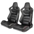 Modern Depo Universal Racing Seats Pair w/ Dual Sliders Pu & Carbon Reclinable Left Right Foam Padding in Black | Wayfair RS-10-BK-PU