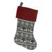 Northlight Seasonal 19" Festive Grey White & Red Snowflakes & Reindeer Knit Christmas Stocking, Polyester in Gray/Red | 19 H x 9.5 W in | Wayfair