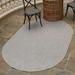 White Oval 7'10" x 10' Area Rug - Highland Dunes Highland Light Gray/Ivory Indoor/Outdoor Use Area Rug, Polypropylene | Wayfair