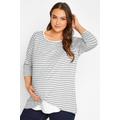 Bump It Up Maternity Curve Grey & White Stripe Nursing Top