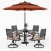 Lark Manor™ Alyah Square 4 - Person 37" Long Outdoor Dining Set w/ Cushions & Umbrella Metal in Red/Orange | 37 W x 37 D in | Wayfair