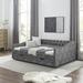Latitude Run® Upholstered Sofa Bed w/ Drawers, Platform Bed w/ Button on Back & Copper Nail Faux leather in Gray | 30.5 H x 41 W x 81.5 D in | Wayfair