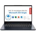 Lenovo IdeaPad Slim 1i Laptop | 15,6" Full HD Display | Intel Celeron N4120 | 4GB RAM | 128GB SSD | Intel UHD 600 Grafik | Win11 Home | QWERTZ | blau | inkl. Microsoft 365 | 3 Monate Premium Care