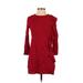 Halogen Casual Dress - Shift Crew Neck 3/4 sleeves: Red Print Dresses - Women's Size X-Small Petite