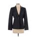 Calvin Klein Wool Blazer Jacket: Below Hip Black Print Jackets & Outerwear - Women's Size 4 Petite