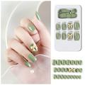 zhiyu removable wearable nail waterproof patch press on nails 3d nails with design false nails 24pcwith glue 2ml for women gift