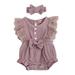 Baby Girl Knitted Romper Baby Girls Boys Romper Bow Lace Cotton Linen Jumpsuit Headband Outfits Winter Romper for Baby Girls