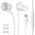 AKG Earbuds Stereo Headphones for Unihertz Luna - Designed by AKG - Braided Cable with Microphone and Volume Remote Type-C Connector - White