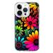 MUNDAZE Apple iPhone 14 Pro Shockproof Clear Hybrid Protective Phone Case Neon Rainbow Glow Colorful Abstract Flowers Floral Cover