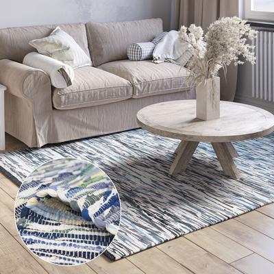Teppich "Ameer", blau (grau, blau mix), B:160cm H:10mm L:230cm, Baumwolle, Polyester, MYFLAIR MÖBEL & ACCESSOIRES, Teppiche, Handweb Teppich, 90% Baumwolle, handgewebt, Scandi Image