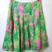 Lilly Pulitzer Skirts | Lilly Pulitzer Skirt. Plisse. Green Pink Floral Scallop Eyelet Hem Size 8 | Color: Green/Pink | Size: 8