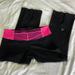 Lululemon Athletica Pants & Jumpsuits | Lululemon Athletica Crop Capri Yoga Leggings W/Calf Slits. Hot Pink Waistband | Color: Black/Pink | Size: 4