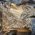Brandy Melville Tops | Brandy Melville Cheetah Print Wrap Top | Color: Black/Tan | Size: Os
