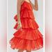 Anthropologie Dresses | Anthropologie Midi Dress With Layers Size Medium Reddish Orange Gold Accent | Color: Red | Size: Xs