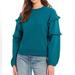 Rebecca Minkoff Tops | New Rebecca Minkoff Blue Green Sweatshirt Evelyn Ruffle Sleeves S Womens | Color: Blue/Green | Size: S