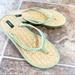 J. Crew Shoes | J. Crew Green And White Woven Flip Flop Sandals | Color: Green/Tan | Size: 7