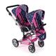 Bayer Chic 2000 - Puppenwagen Linus Duo, Zwillingspuppenwagen für Kinder von 4 bis 8 Jahren, Butterfly, Navy-pink, 690-33