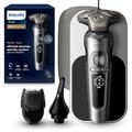 Philips Shaver Series 9000 Prestige, Wet and Dry Electric Shaver, Bright Chrome, Lift & Cut Shaving System, SkinIQ Technology, Qi Charging Pad, Beard Styler, Nose Trimmer, Model SP9871/22