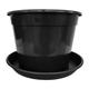 Elixir Gardens Strong Black Plastic Plant Pot and Saucer Set | Various sizes (from 32 to 80 litre) | Flower, Tree, Shrub, Plant | 3x 45 Litre Pot & Saucer