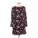 Gap Outlet Casual Dress - Shift Crew Neck Long sleeves: Burgundy Floral Dresses - Women's Size X-Small