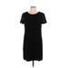 J.Crew Factory Store Casual Dress - Shift Crew Neck Short sleeves: Black Print Dresses - Women's Size 10