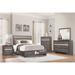 Hokku Designs Olmsted Wood Platform Bedroom Set Queen 6 Piece: Bed, Dresser, Mirror, 2 Nightstands, Chest Upholstered in Gray | Wayfair