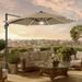 Arlmont & Co. Musli 11' Lighted Cantilever Sunbrella Umbrella w/ Weight Base | 106 H x 132 W x 132 D in | Wayfair D5E3561258E94601BA34B8BD76FABA5F