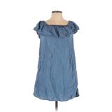 American Eagle Outfitters Casual Dress - Shift Square Short sleeves: Blue Print Dresses - Women's Size Small