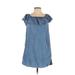 American Eagle Outfitters Casual Dress - Shift Square Short sleeves: Blue Print Dresses - Women's Size Small