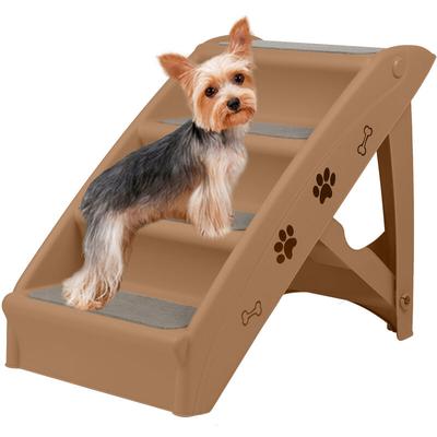 Aufun - Hundetreppe 4 Stufen Faltbare Haustiertreppe mit Rutschfester Matte, 50 cm hohe