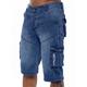 Kruze By Enzo Mens Cargo Combat Shorts - Blue Cotton - Size 40