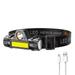 Alloet XPE+COB LED Headlight USB Head Flashlights Waterproof Emergency Work Head Lamp