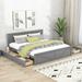 King Size Wooden Platform Bed with Four Storage Drawers and Support Legs, Sturdy Frame Bed with Headboard