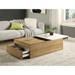 Contemporary Coffee Table with 2 Storage Drawers & 2 Open Compartments, Wood Sofa Table with Oak & White Finish for Living Room