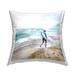 Stupell Surfer Beach Shore Sea Waves Printed Throw Pillow Design by Ziwei Li